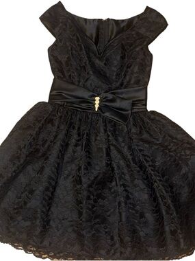 Vintage Alfred Angelo Black Lace Fit & Flare Cocktail Dress